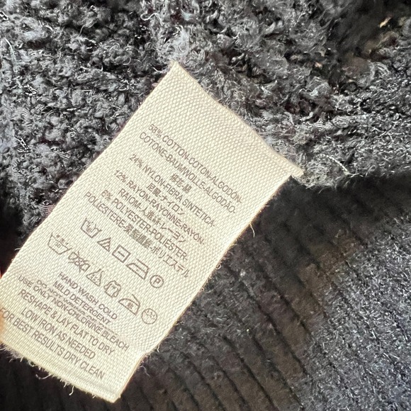 Free People Women's XS Chunky Knit Cowl Neck Pullover Sweater Black - Picture 5 of 8